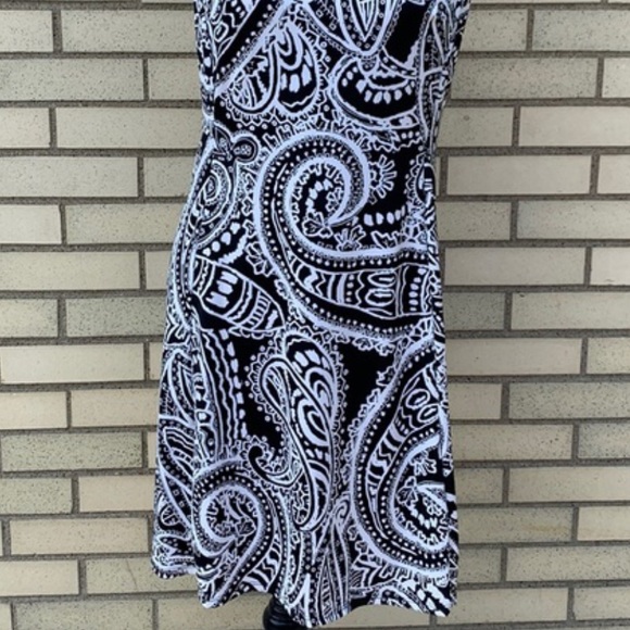 AB Studio Black White Paisley Design Fit & Flare Dress - Picture 7 of 11